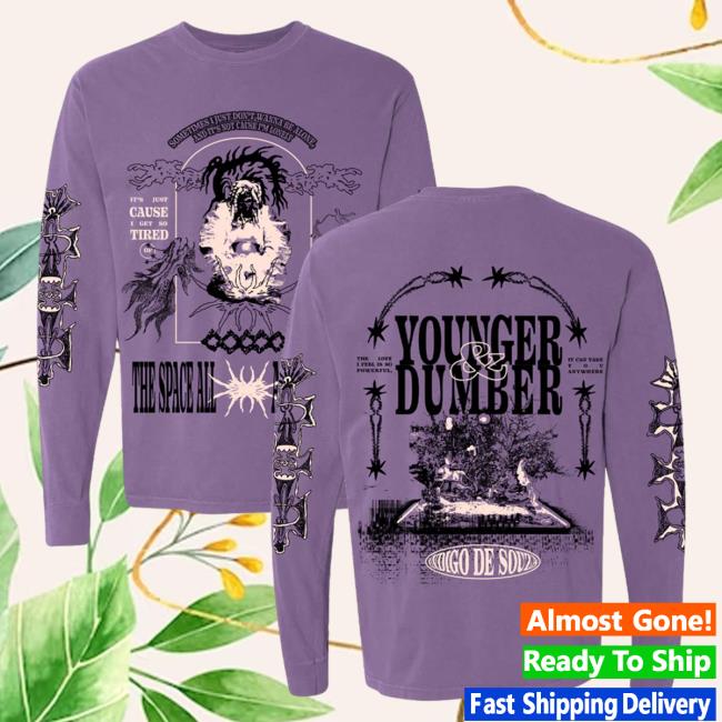 Official Hello Merch Store Indigo De Souza Younger & Dumber Violet Long Sleeve Tee Shirt Hellomerch Official Hello Merch Store Indigo De Souza Younger & Dumber Violet Long Sleeve Tee Shirt Hellomerch