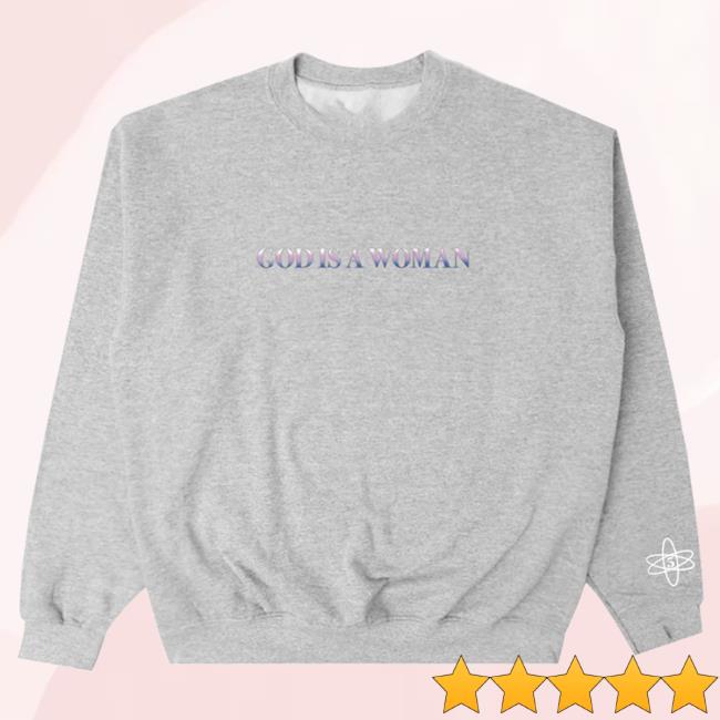 Official Ariana Grande Merch Store Ariana Grande god is a woman puff print Crewneck Ariana Grande Apparel Clothing Shop ArianaGrande