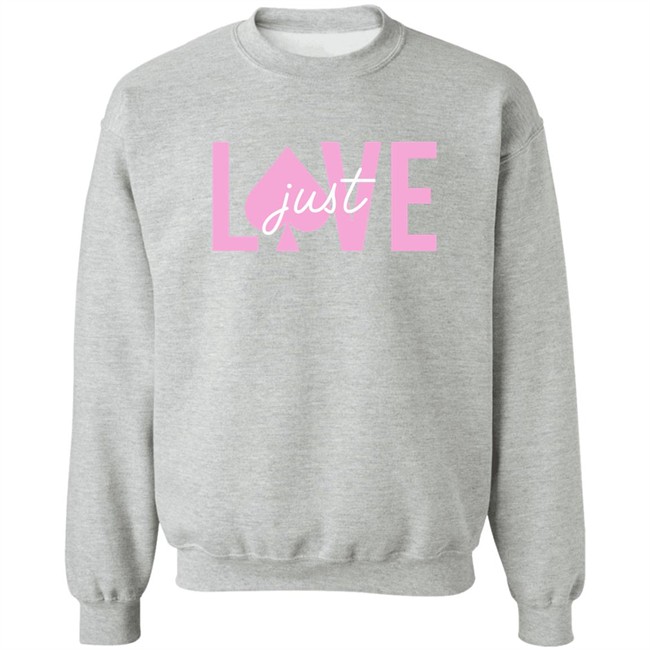 Ace Family Merch Gray Just Love Crewneck Sweatshirt