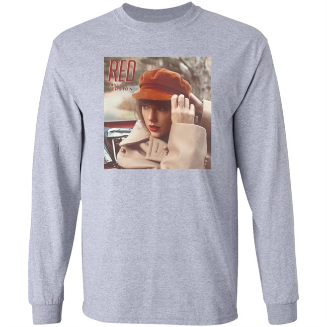 Taylor Swift Red Merch Album Cover Heather Grey Long Sleeve T Shirt