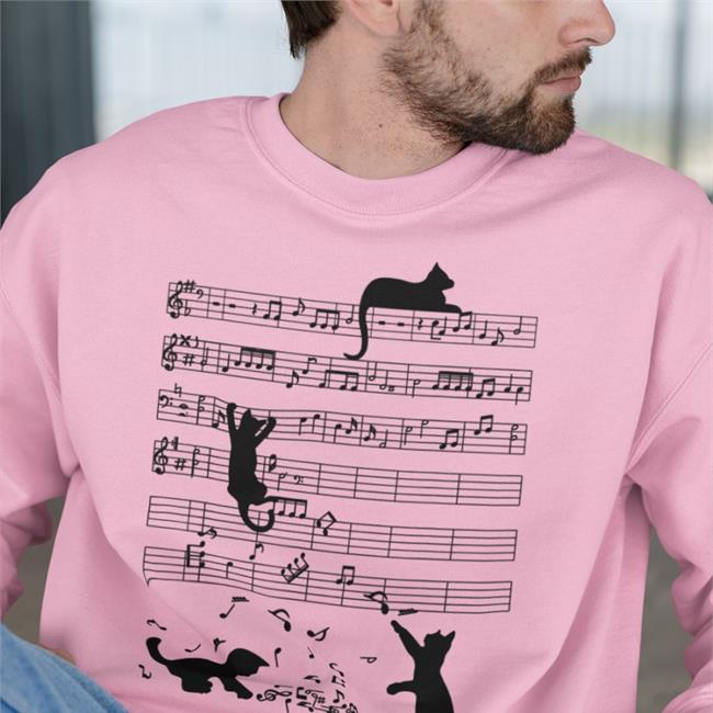 Threatening Music Notation Cute Cat Playing Music Note Clef Musician Tee Threatnotation