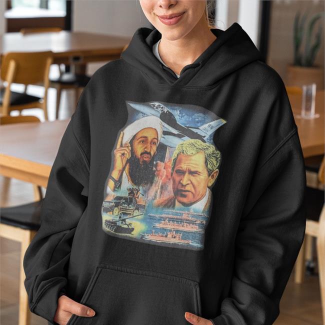 Illusive Music Merch T A S H Osama Bin Laden And George W Bush Pure Evil Gas Station Tee Shirt
