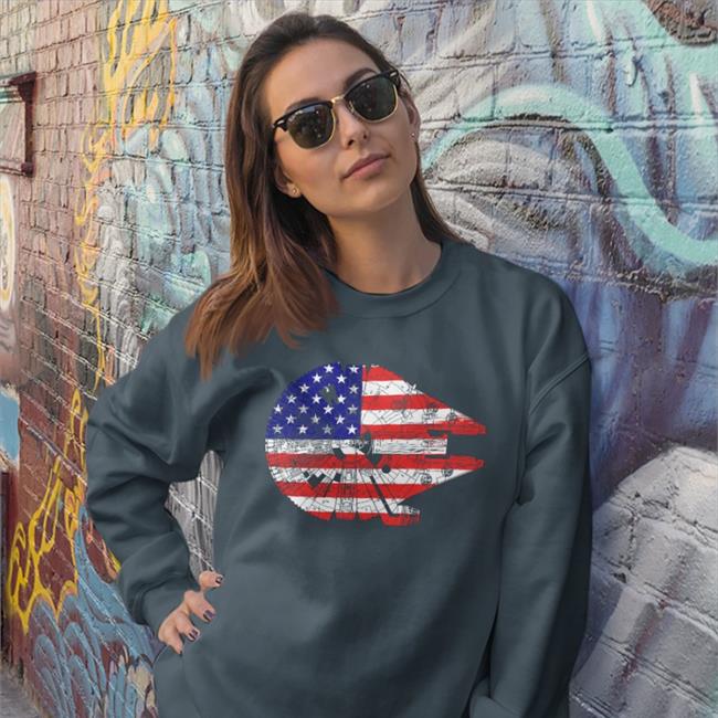 Mark Hamill Star Wars Millennium Falcon American Flag Sweatshirts Independence Day 2022