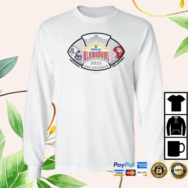 Official Alamo Bowl Merch 2023 Valero Alamo Bowl 2-Team White T Shirt