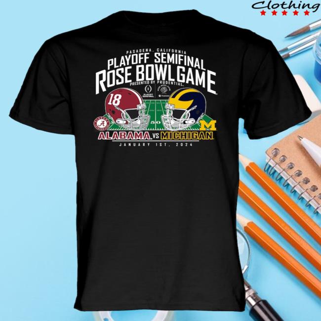 Official Blue 84 Black Michigan Wolverines Vs. Alabama Crimson Tide College Football Playoff Semifinal Rose Bowl Game 2024 Shirts