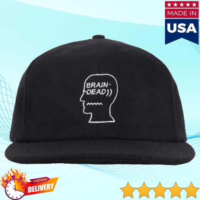 Official Brain Dead Merch Store We Are Brain Dead Flannel Logohead 6 Panel Hat- Burgundy
