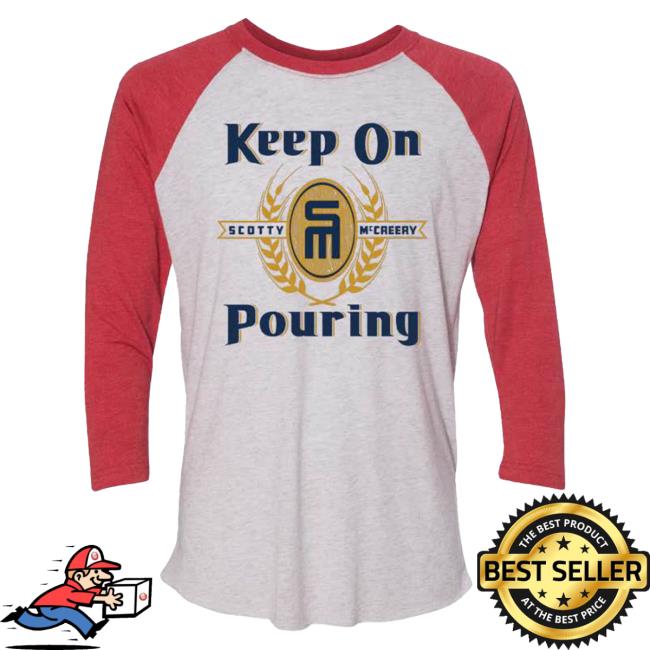 Official Scotty McCreery Merch Store "In Between" Keep On Pouring Unisex Red Raglan Long Sleeve T-Shirt Scotty McCreery Apparel Clothing