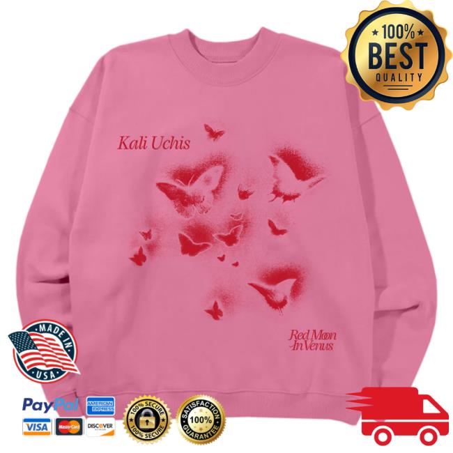 Kali Uchis Clothing Store Shop Pink Butterfly Crewneck Sweatshirt Kaliuchis Merch