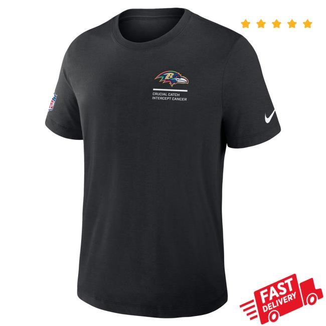Official NFL Clothing Men's Baltimore Ravens Nike Black 2025 NFL Crucial Catch Shirt ArizonaCardinals