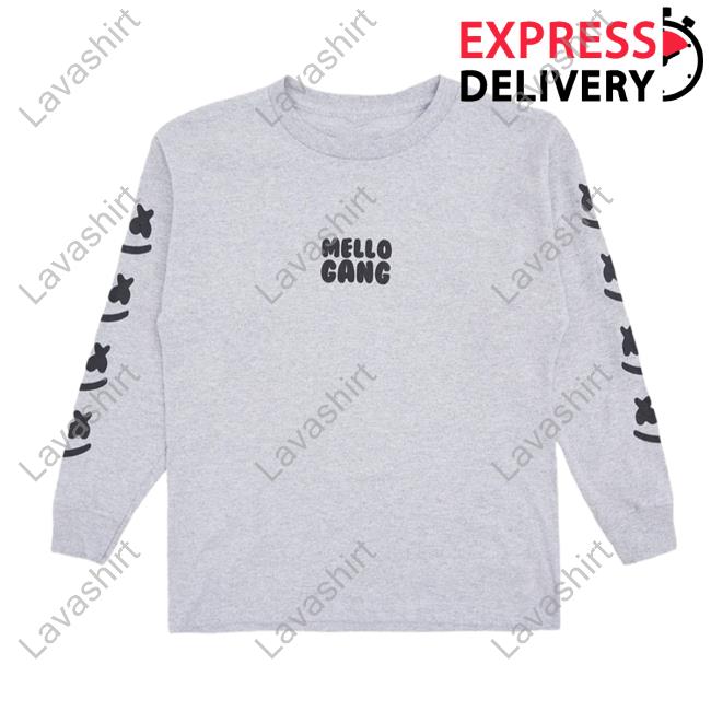 Official Marshmello Music Clothing Store Shop Mellogang Faces L/S Crewneck Athletic Heather Marshmellomusic Merch