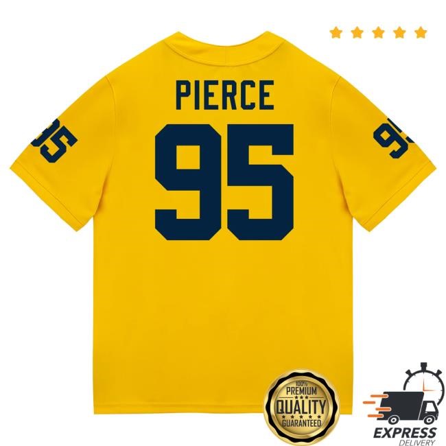 Michigan Wolverines #95 Trey Pierce Student Athlete Maize Football Jersey Shirt The M Den Shop Official