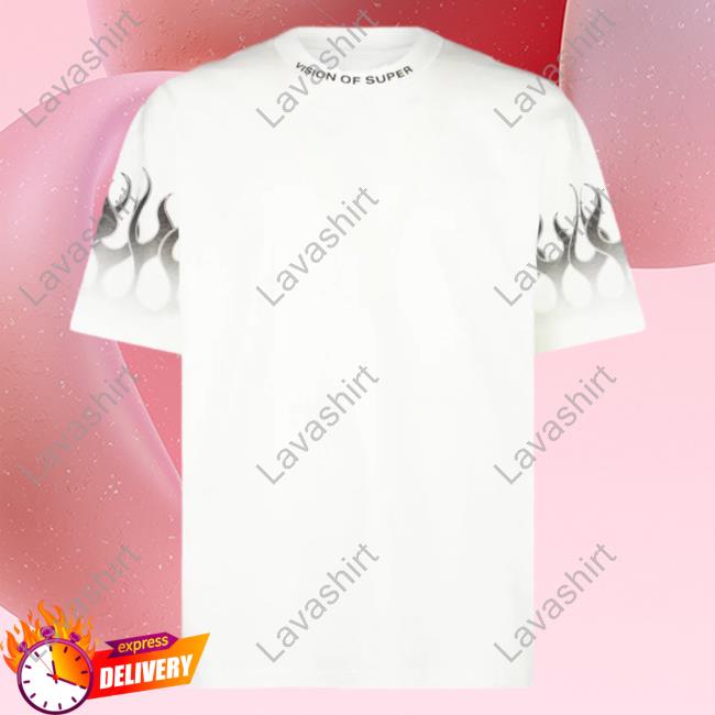 Official Vision Of Super White Shirt 2023 With Grey Gradient Flames