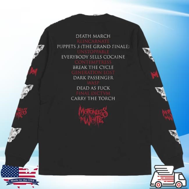 Official Miwmerch Motionless In White The Queen Long Sleeve Hot Shirt (Black) Miw Merch Store