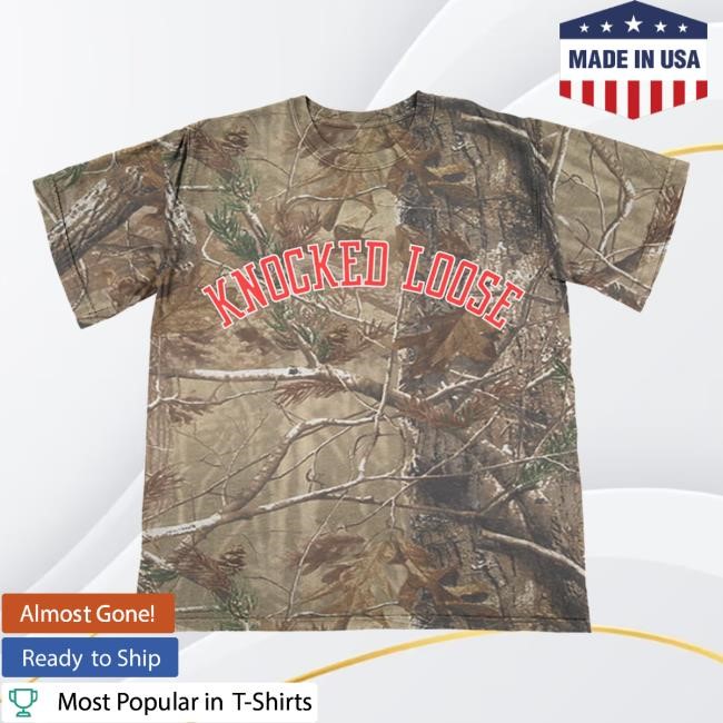 Knocked Loose Merch Knocked Loose Varsity Arch Camo Shirt