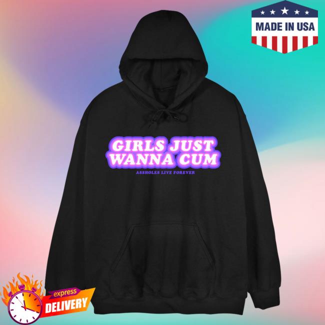Official Linda Finegold Merch Store Girls Just Wanna Cum Popover Hoodie Black Lindafinegold Clothing Shop