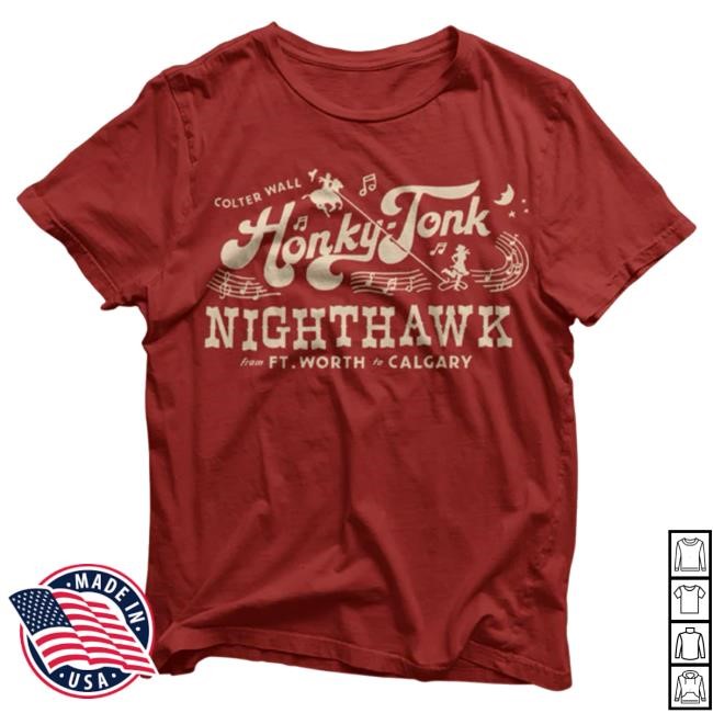 Official Colter Wall Merch Store Shop Colter Wall Honky-Tonk Nighthawk Tees Vintage Red ColterWall