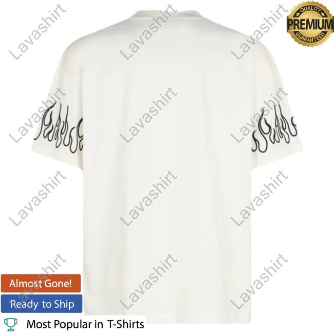 Official Vision Of Super White T-Shirt With Black Flames Official Vision Of Super White Shirt New With Black Flames