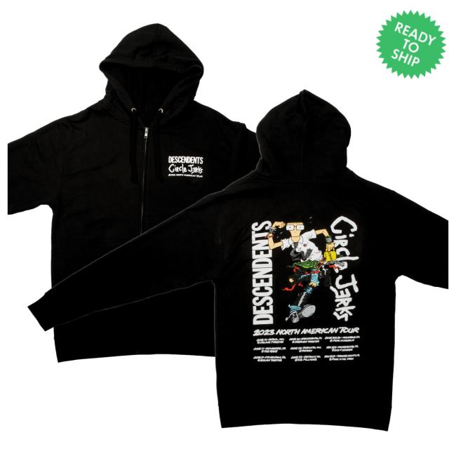Official Kings Road Merch Store Circle Jerks X Descendents 2023 Tour Zip Up Pullover Sweatshirt Kings Road Shop CircleJerks