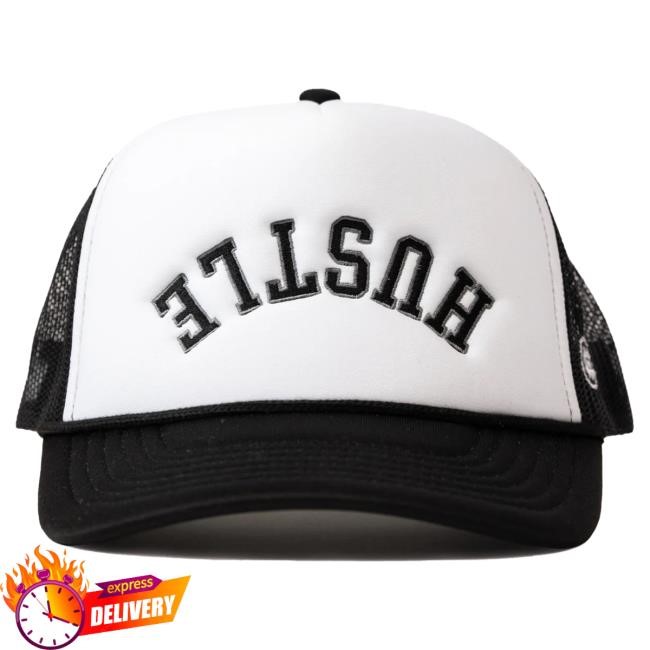 Official Charlie Hustle Merch Store White & Black Hustle Trucker Cap