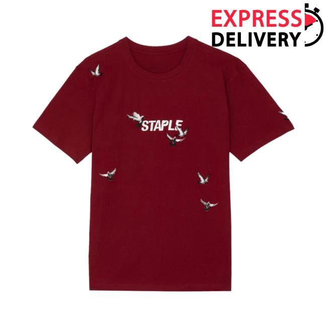 Staple Flock Logo Tee Shirt Burgundy