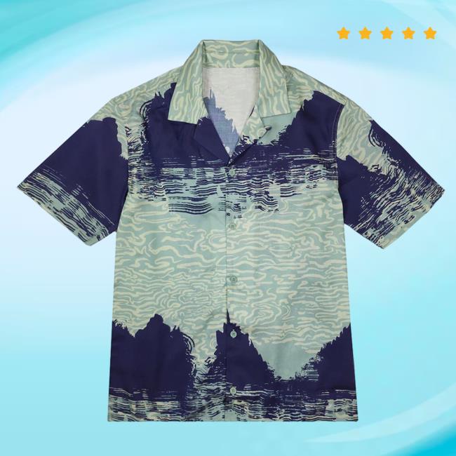 Lamia Button Down Teal Hawaiian Tee Shirt
