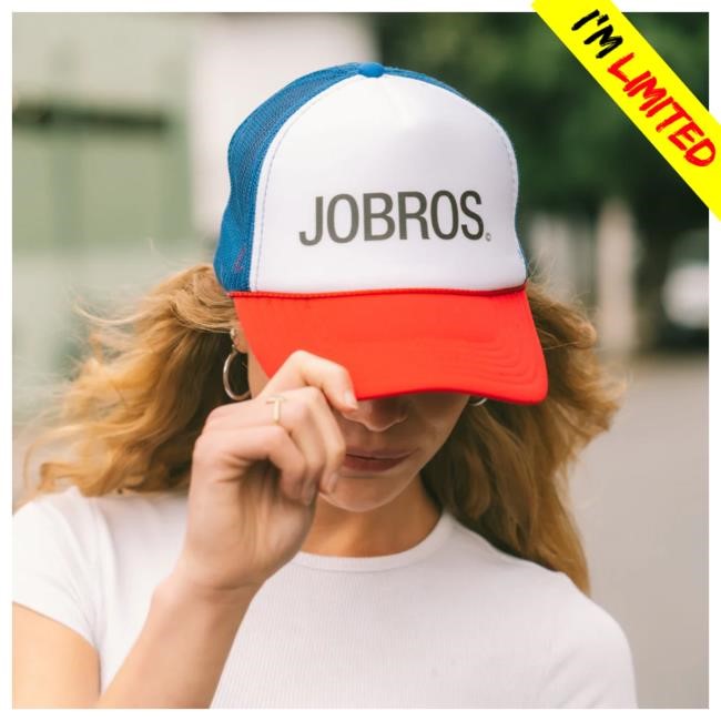 Official Jonas Brothers Store Jobros Trucker - Bi-Color Cap White+Red+Royal Blue