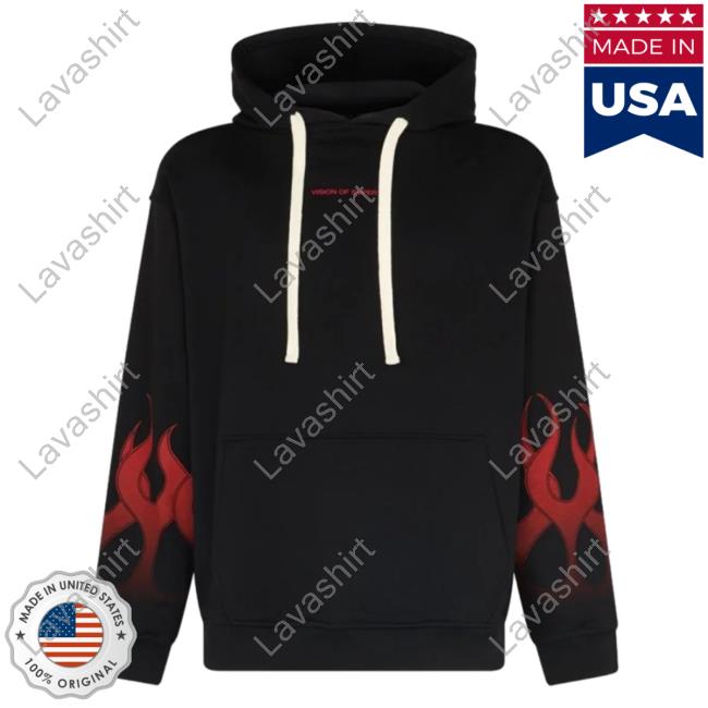 Official Vision Of Super Black Sweater With Red Gradient Flames