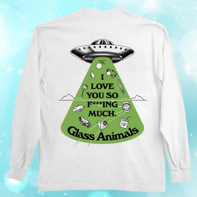 Official Glass Animals Merch Store Shop Glass Animals I Love You So F***ing Much Glow-In-The-Dark Long Sleeve Tee Shirt in white GlassAnimals