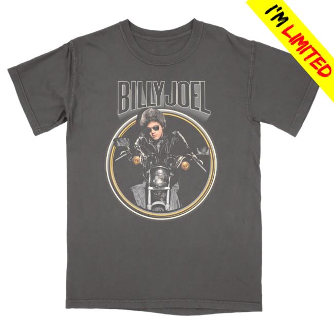Official Billy Joel Merch Store Billy Joel "Vintage Retro Motorcycle" Tshirt Billy Joel Shop BillyJoel