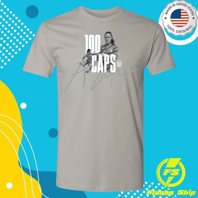 Official Uswnt Merch Store Uswnt Unisex USWNT Alyssa Naeher 100th Cap Celebration Grey Shirt New Uswnt Apparel Clothing Shop