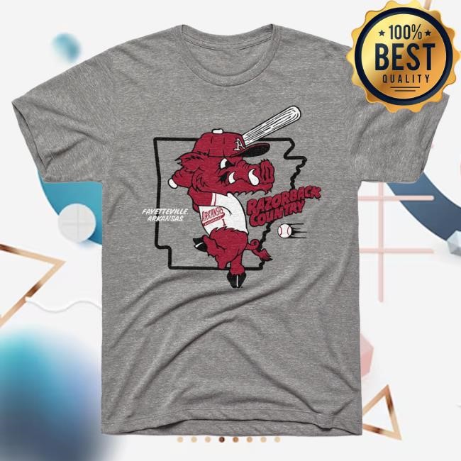 Official Charlie Hustle Arkansas Baseball Razorback Country Top Shirt
