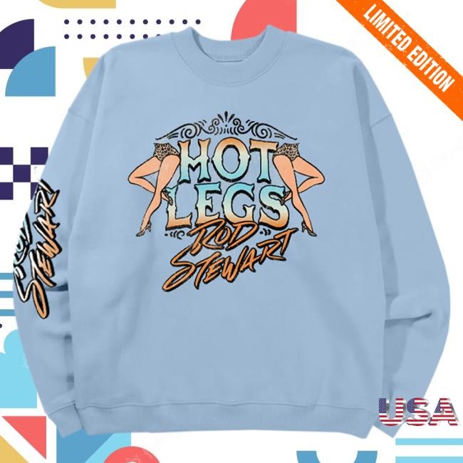 Official Rod Stewart Hot Legs Light Blue Pullover Hoodie