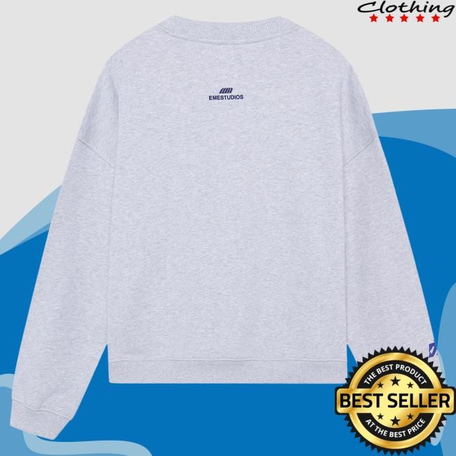 Official Eme Studios Clothing Store Mbuddy Grey Oversized Sweaters EmeStudios Official Eme Studios Clothing Store Mbuddy Grey Oversized Crewneck EmeStudios