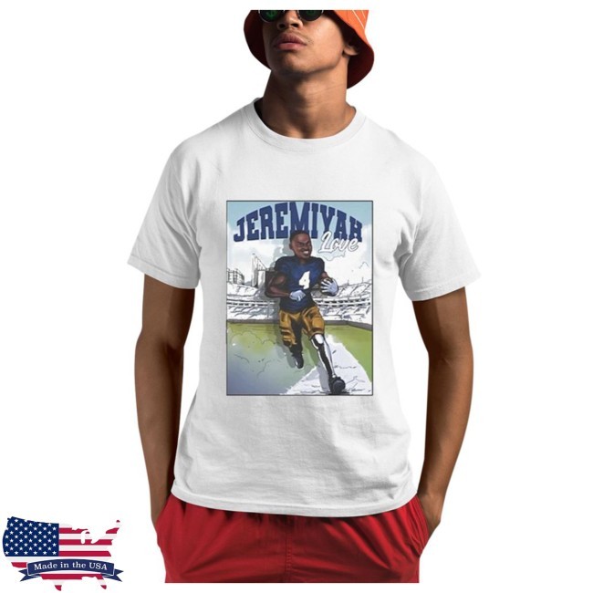 Riley Leonard Wearing Jeremiyah Love Cartoon New Shirt