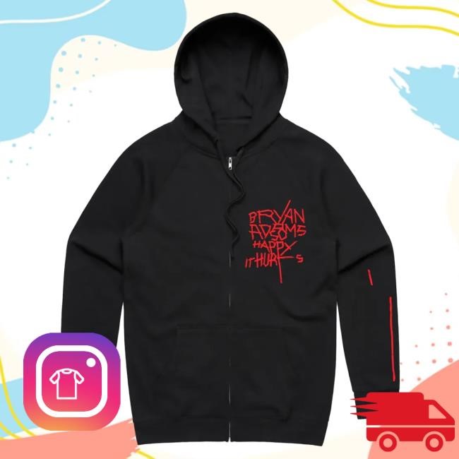 Official Bryan Adams Red Tape / So Happy It Hurts - Black Zip Crew neck Sweatshirt BryanAdams
