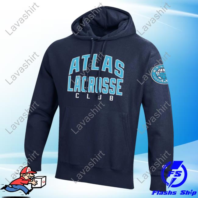 Official Premier Lacrosse League Shop Champion Atlas Lacrosse Throwback Reverse Weave Hoodie Marine Navy