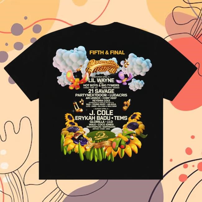 Official Dreamville Festival DV 25 Fifth and Final Excusive Line Up Shirts Black