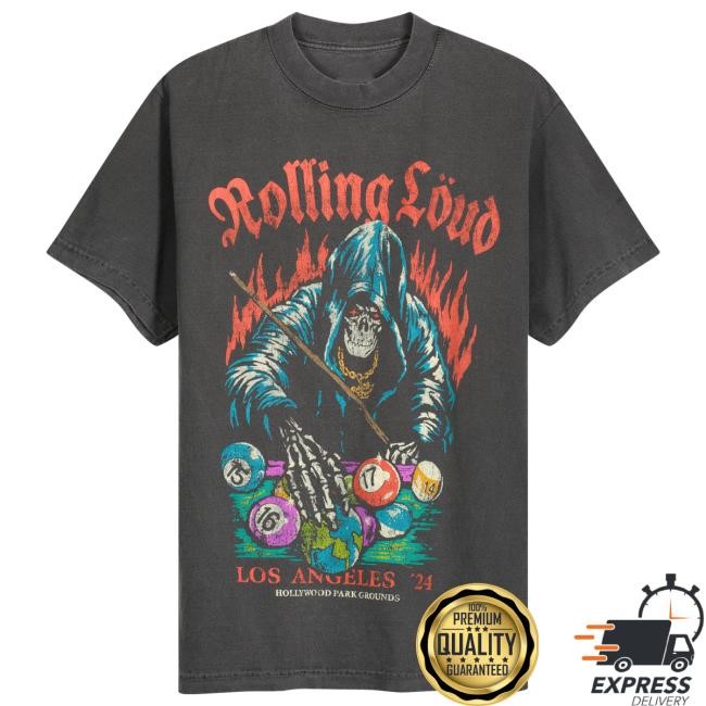 RL LA 24 Rack Em Up Washed Black Lineup T Shirt Rolling Loud Shop