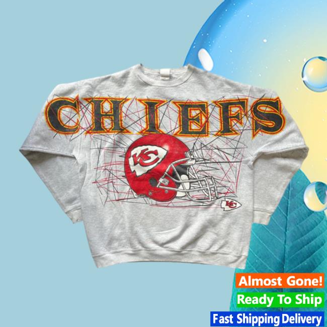 Westside Storey Vintage 90S Aop Spellout Kc Chiefs Crewneck Sweatshirt