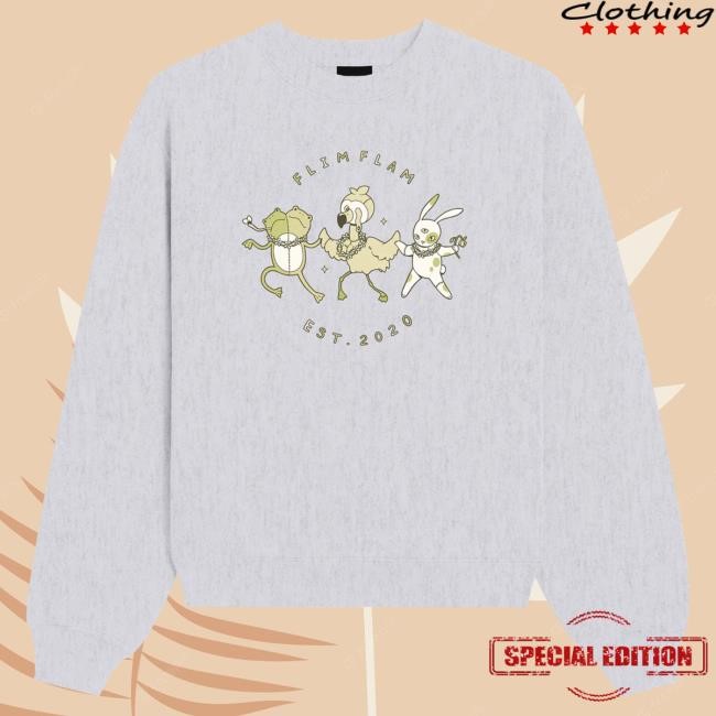AlbertsStuff Flamingo and Friends Heather Grey Sweater