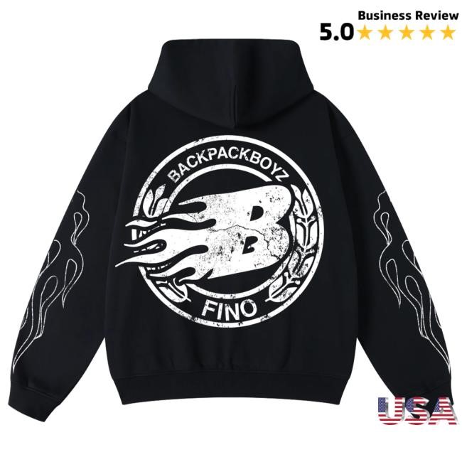 Official Gallo Fino Brand Backpack Emblem Black Hooded Sweatshirt GalloFinoBrand