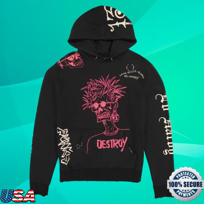 Official Ed Hardy Merch Store Destroy Skele Pullover Hoodie EdHardy Apparel Clothing Shop
