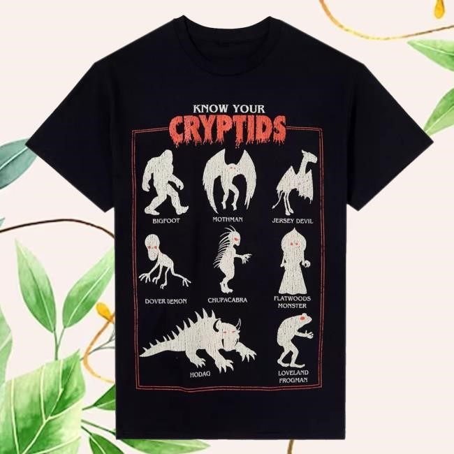 Know Your Cryptids Chart Tee Shirt Pirate Softwa