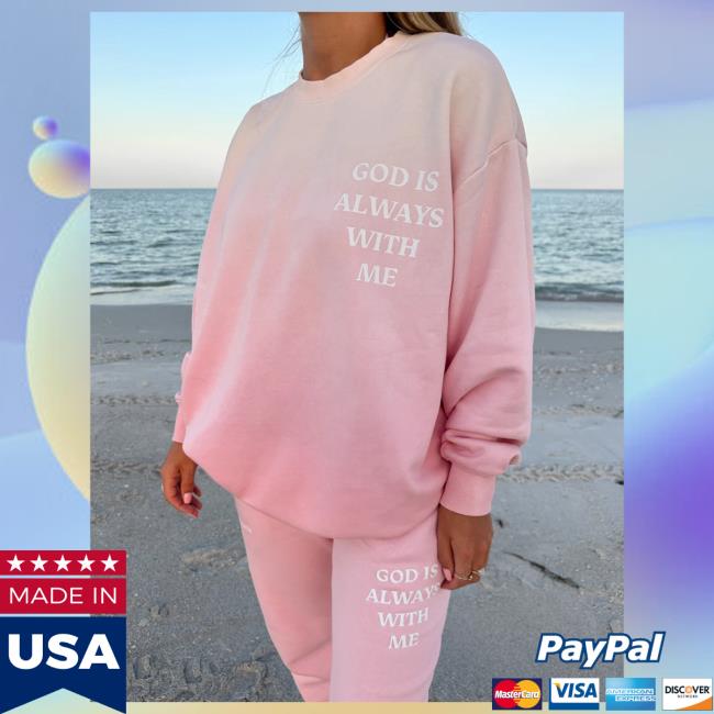Official Elevated Faith Clothing God Is Always With Me Pink Unisex Hood