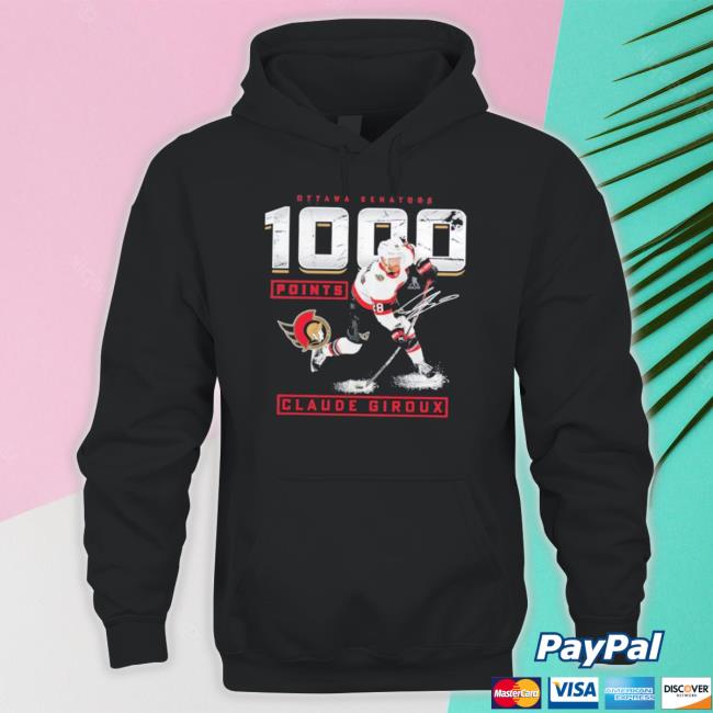 Official Ottawa Senators Claude Giroux Black 1,000 Career Points Sweatshirt