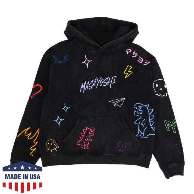Masayoshi Doodlez Pullover Hoodie 2024 - Black