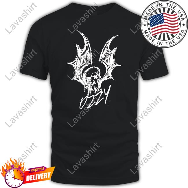 Ozzy Osbourne Merch Bat Sketch Black Tee Shirt