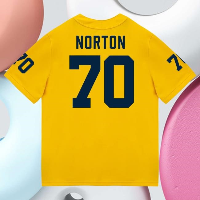 The M Den Michigan Wolverines #70 Brady Norton Student Athlete Maize Football Jersey Top Shirt