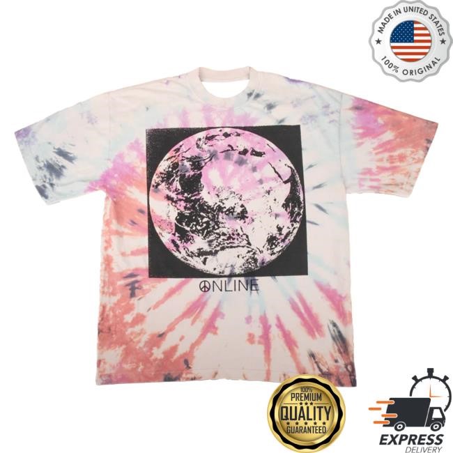 Official Online Ceramics Clothing Earth Moon Logo Tie Dyed and Stonewashed Tshirt OnlineCeramics