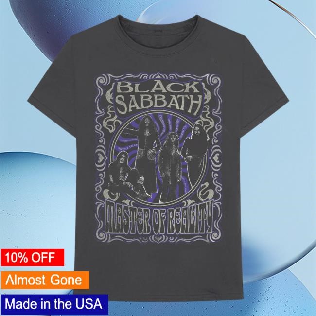Official Black Sadbath Shop Merch Master Of Reality Charcoal Tees